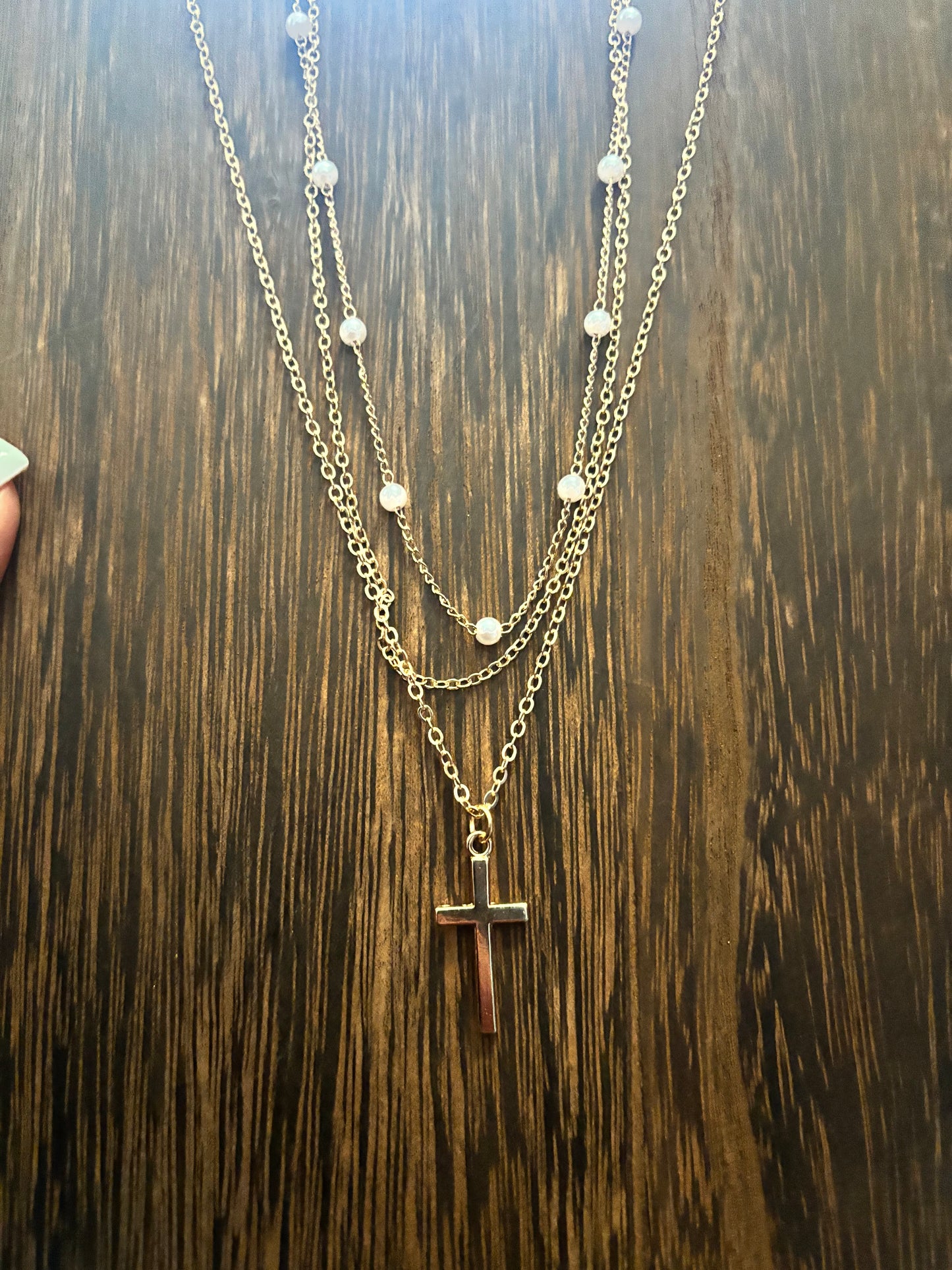 Triple layered cross necklace