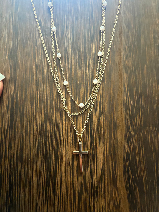 Triple layered cross necklace