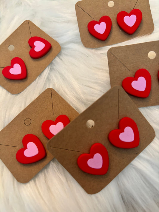 Red & Pink Heart Earrings