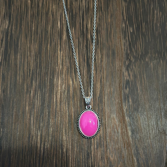 Hot Pink Stone Necklace