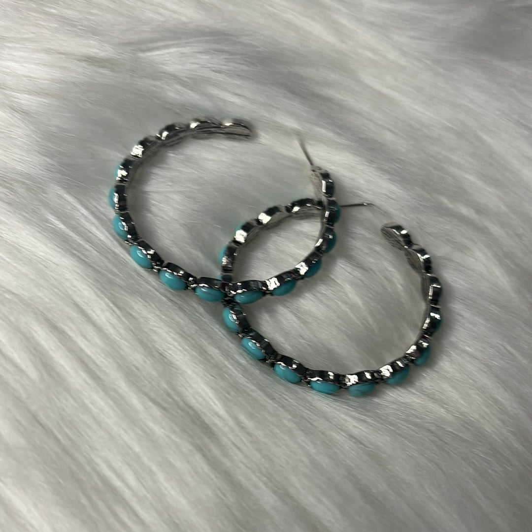 Large Aqua Hoop Earrings