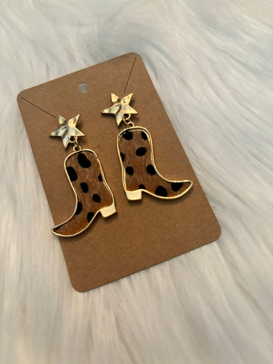 Cheetah Boot Earrings