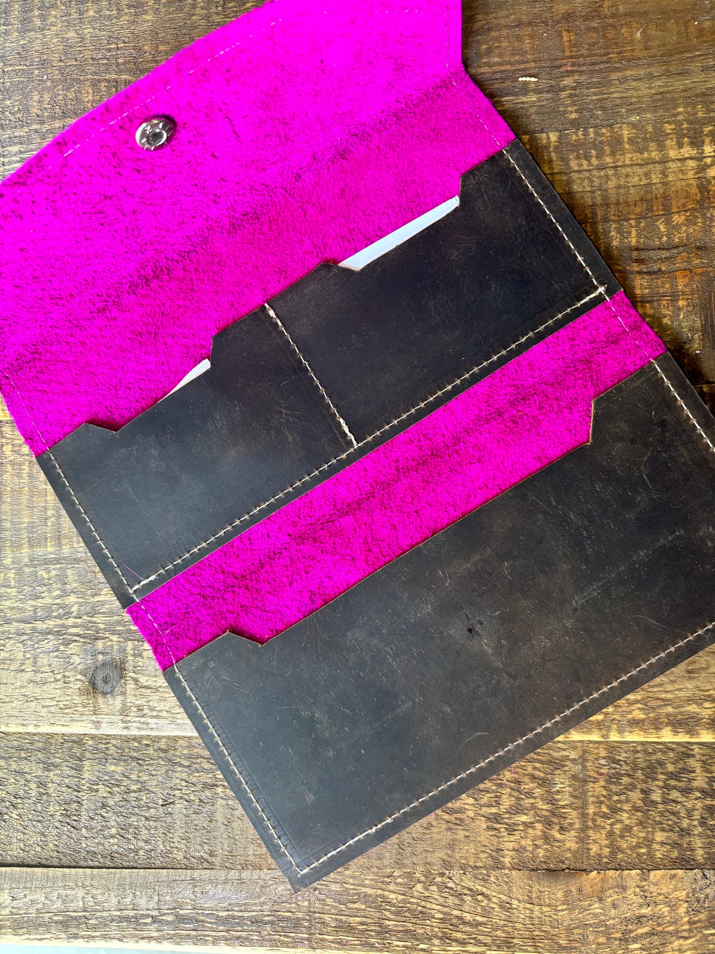 Hot Pink Silver Speckled CowHide & Leather Wallet