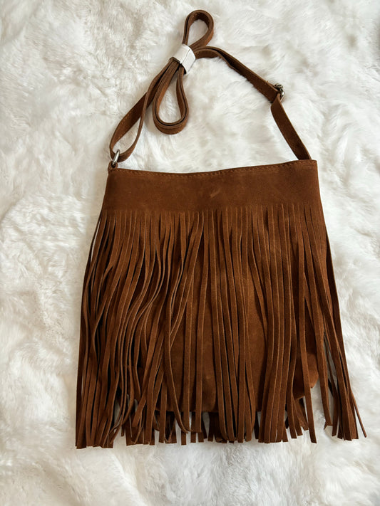 Small brown tassel bag