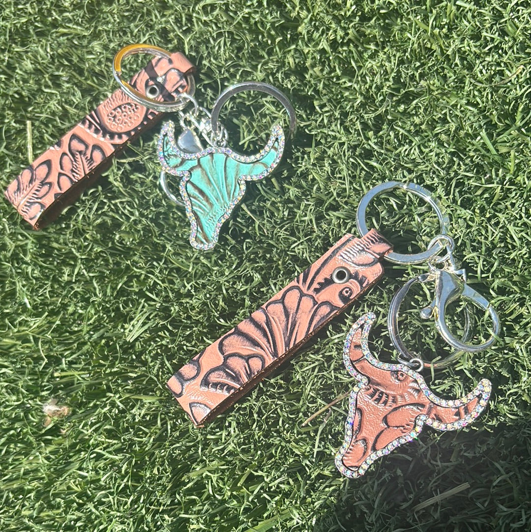 Bling long horn key chains