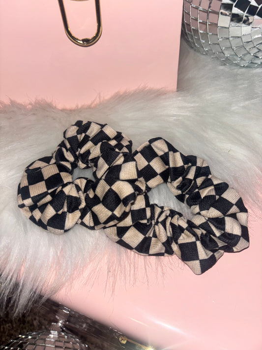 Black and cream scrunchie