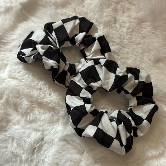 Large Printed Checkered Scrunchies