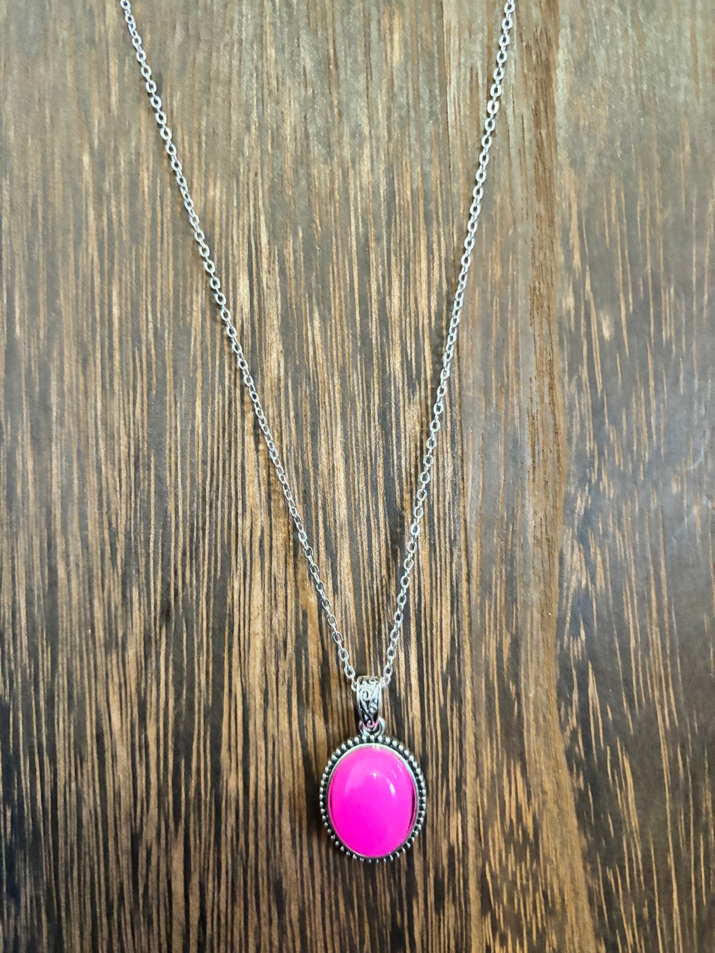 Hot Pink Stone Necklace