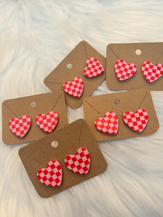 Heart Checkered Earrings