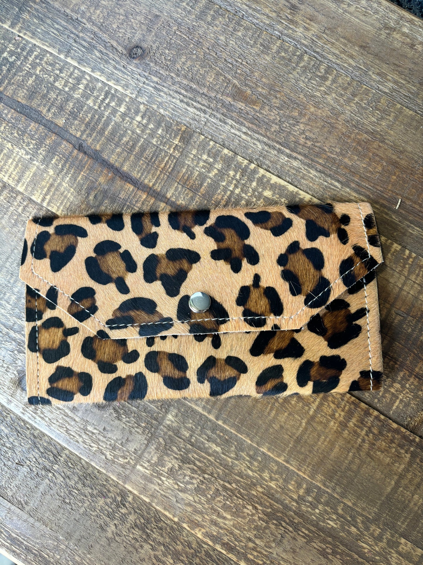 Real CowHide Cheetah Print & Leather Wallet