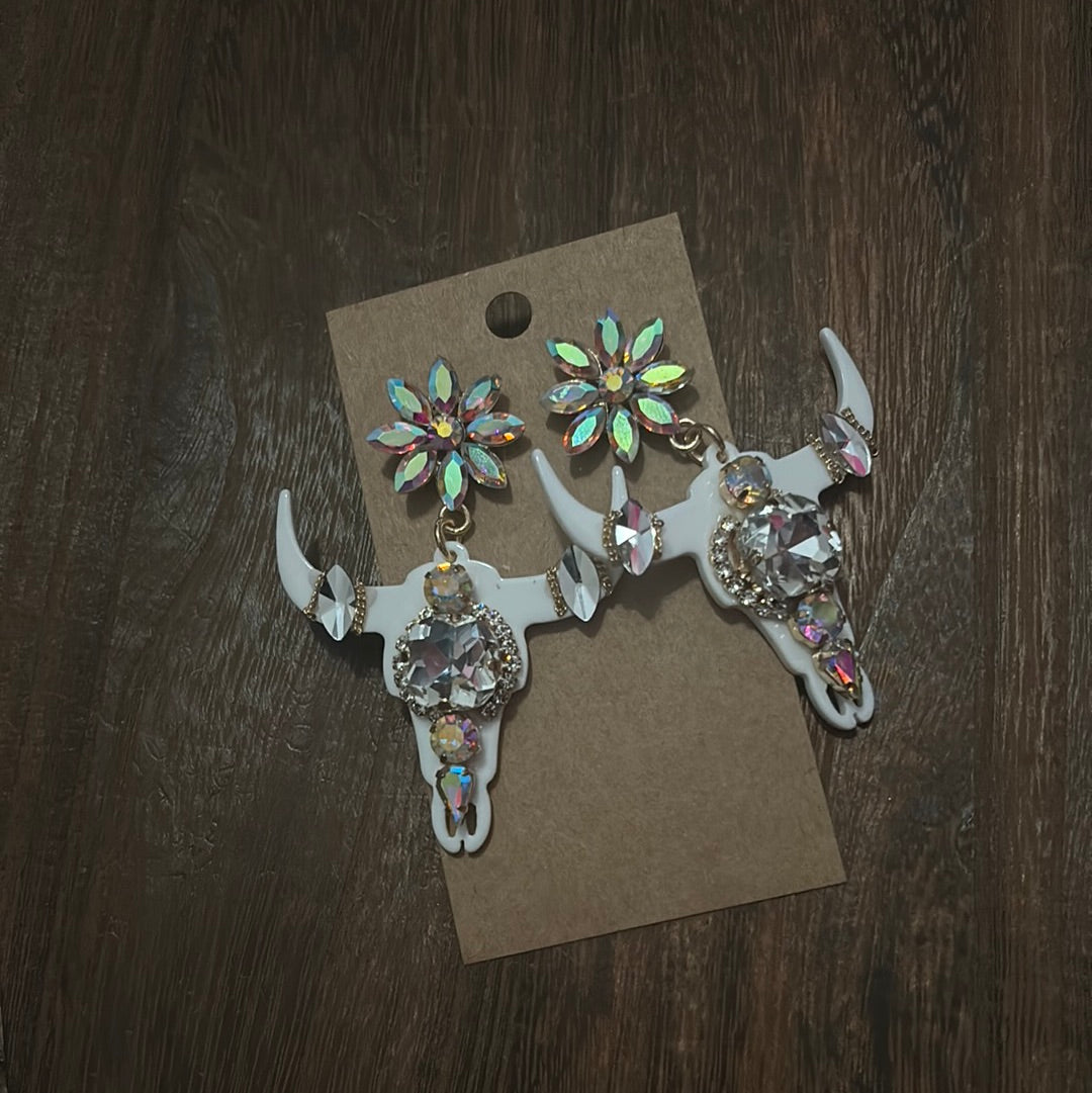 White Long Horn Ear Bling