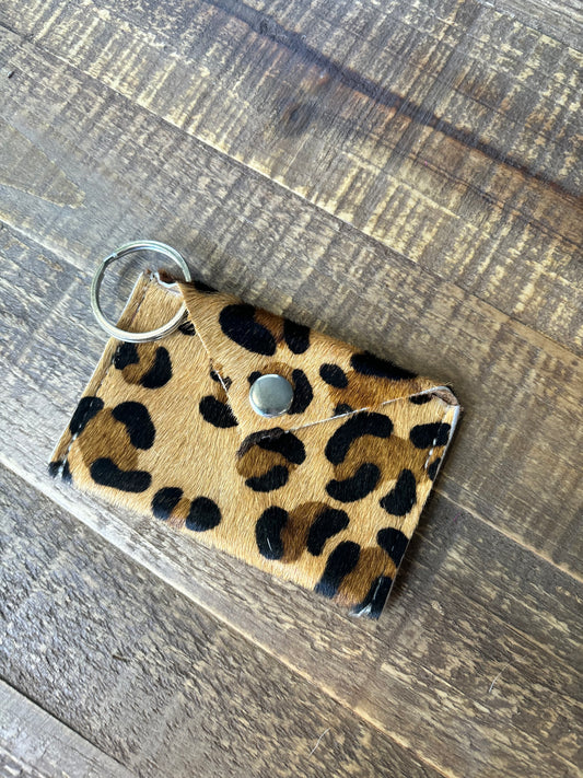 Cheetah Printed Cowhide Card Holder