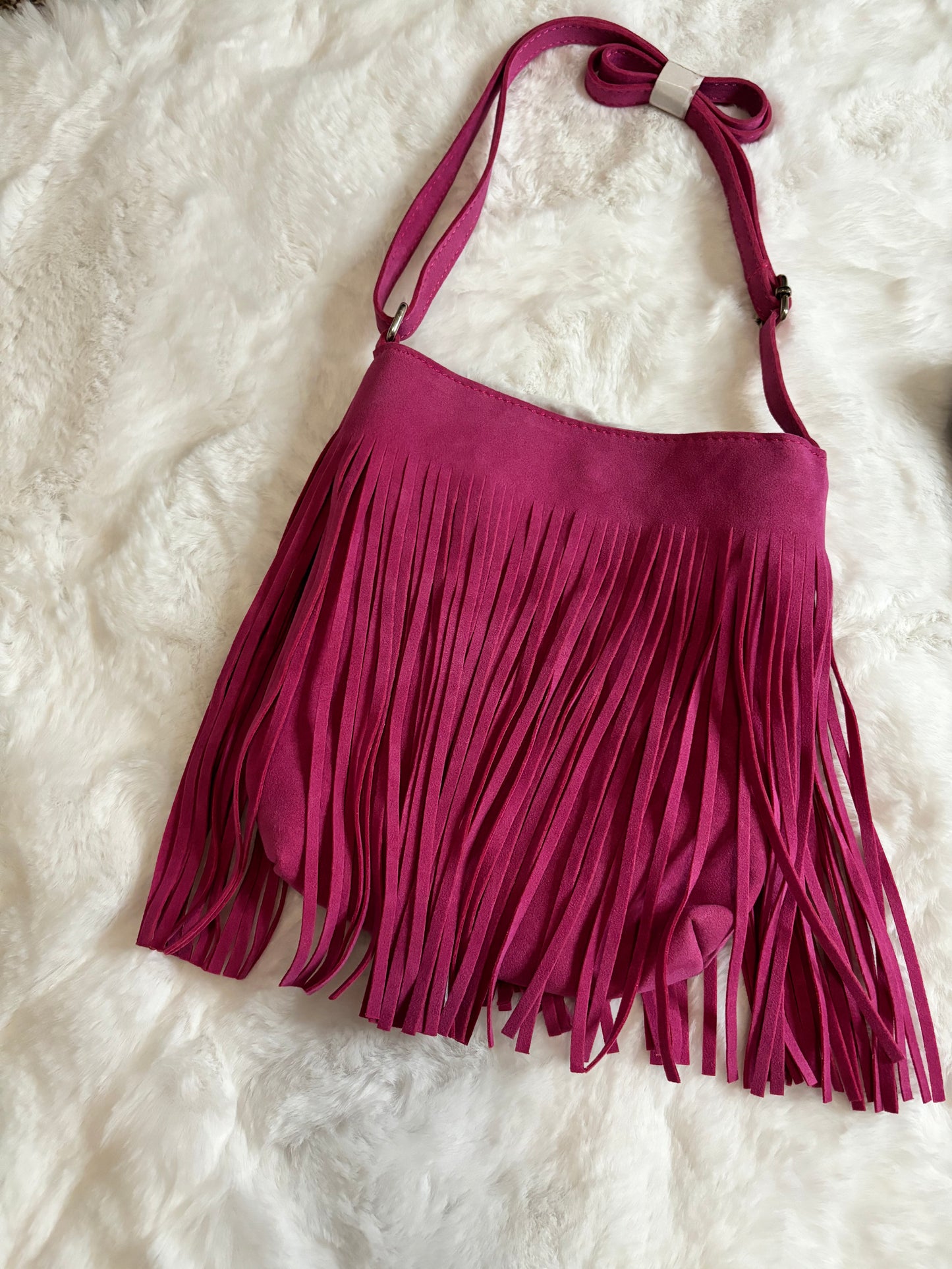 Small Pink fringe crossbody